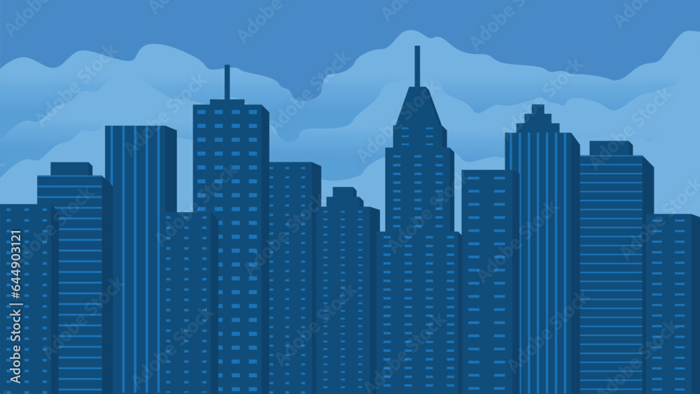 city skyline at evening wallpaper for computer vector design hd