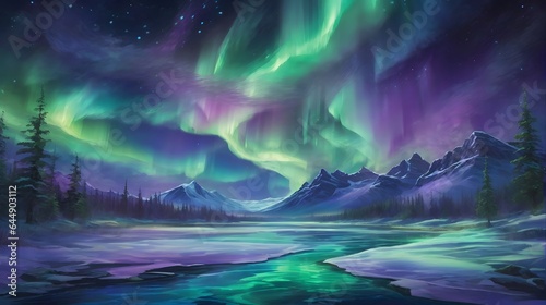 Captivating Northern Lights Sky Background Aurora Borealis Night Sky Dazzling Polar Lights Landscape Northern Lights Aurora Scenery AI Generative