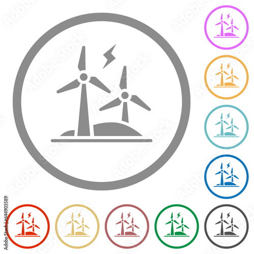 Wind energy flat icons with outlines photo