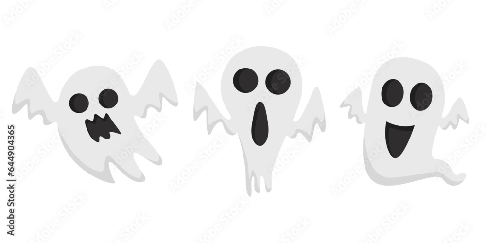 Obraz premium halloween cute ghost cartoon. vector illustration