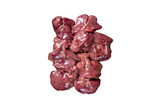 Raw chicken liver meat on marble board with thyme.  High quality Isolate, transparent