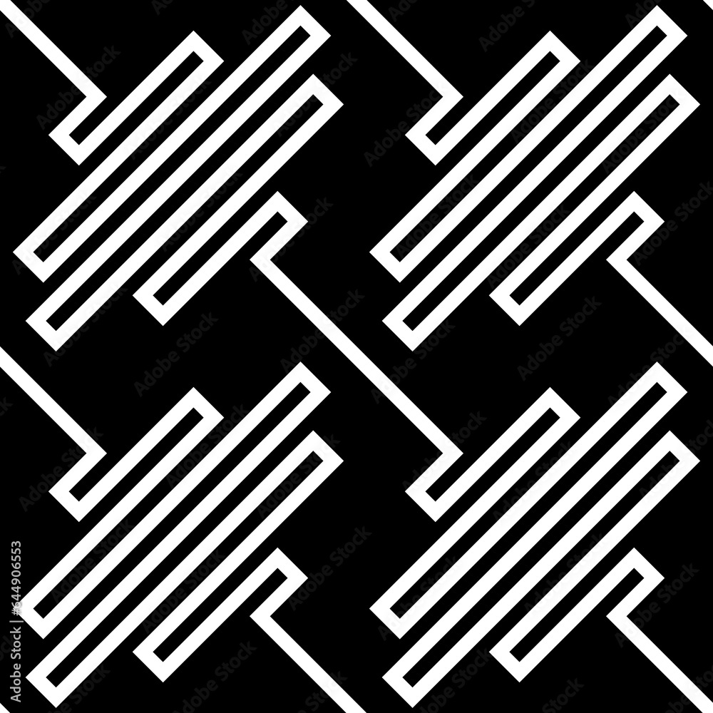 Square waves. Zigzag lines. Jagged stripes. Seamless surface pattern design with wavy linear ornament. Repeated diagonal curves wallpaper. Digital paper for page fills, web designing, textile print. Square waves. Zigzag lines. Jagged stripes. Seamless surface pattern design with wavy linear ornament. Repeated diagonal curves wallpaper. Digital paper for page fills, web designing, textile print.