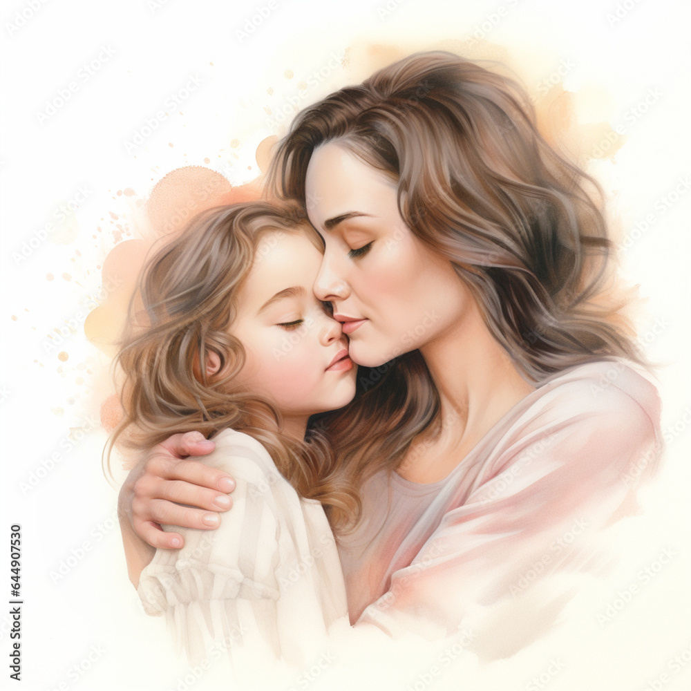 Mother and daughter hug. Happy mom and girl child embracing. Mother and daughter hug. Happy mom and girl child embracing.