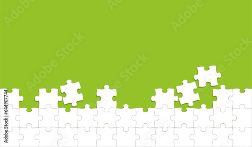 Vector White Jigsaw Puzzle Background With A Text Space On A Green Background.