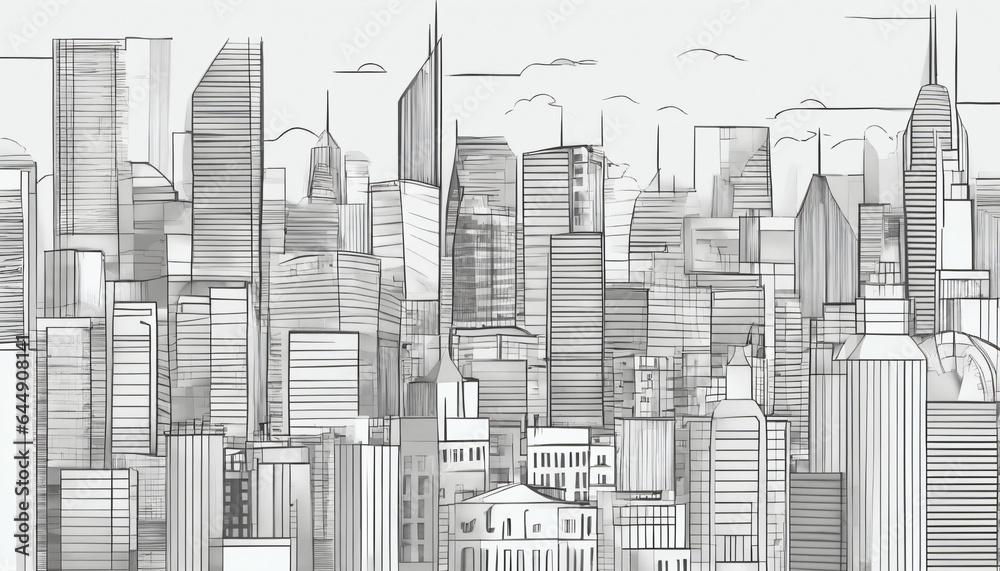 Metropolitan Elegance: Pencil Sketched Cityscape Metropolitan Elegance: Pencil Sketched Cityscape
