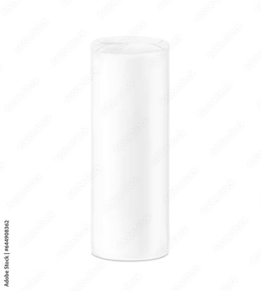 Realistic round wrap package mockup. Vector illustration isolated on white background. Easy to use for presentation your product, idea, design. EPS10.	