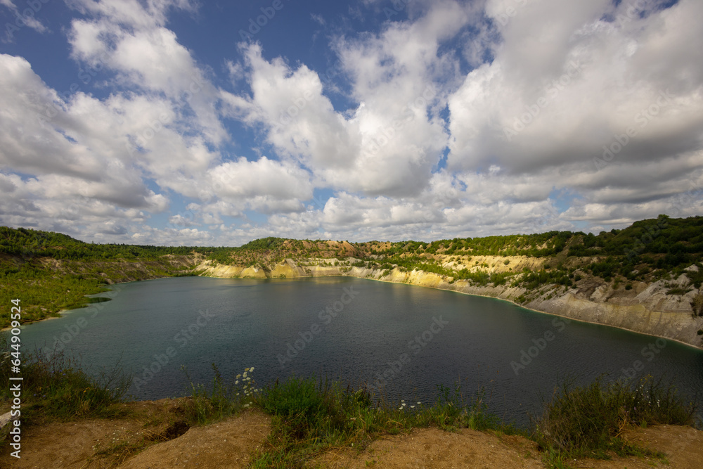 Landscape with water in a chalk quarry