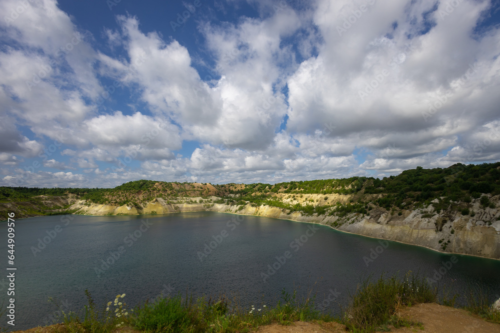 Landscape with water in a chalk quarry