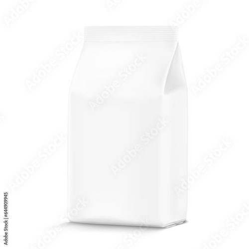 Realistic vertical bag mockup. Half side view. Vector illustration isolated on white background. Can be use for template your design, presentation, promo, ad. EPS10.