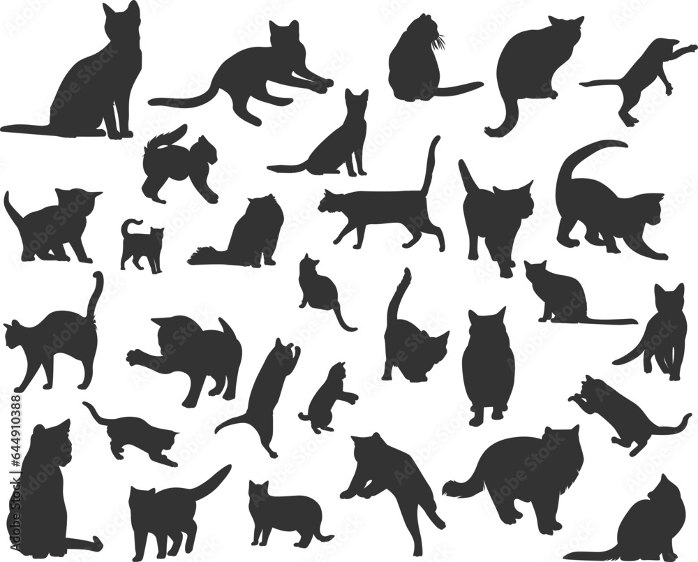 set of cat silhouette