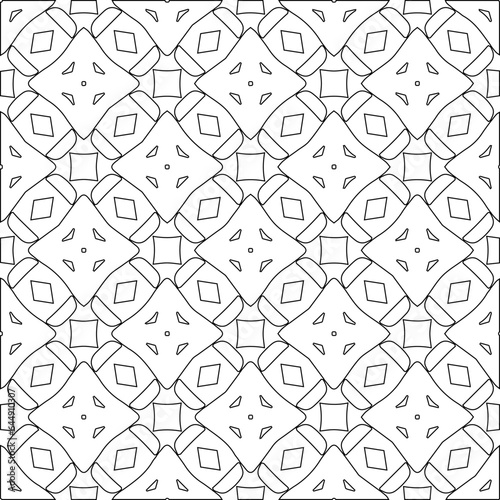 Vector pattern with symmetrical elements . Modern stylish abstract texture. Repeating geometric tiles from striped elements.Black and white pattern. © t2k4