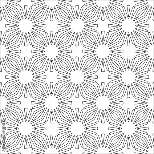 Vector pattern with symmetrical elements . Modern stylish abstract texture. Repeating geometric tiles from striped elements.Black and white pattern.