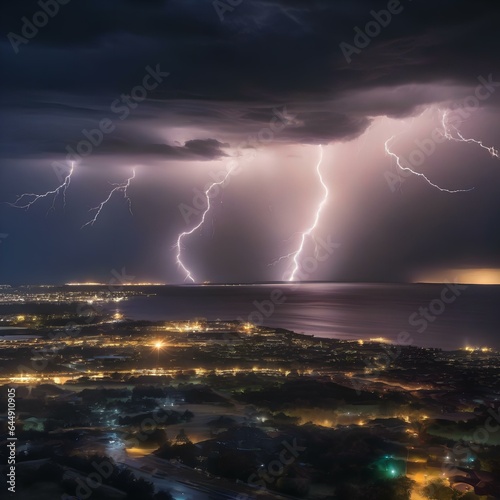 A dramatic lightning storm illuminating a stormy night sky4
