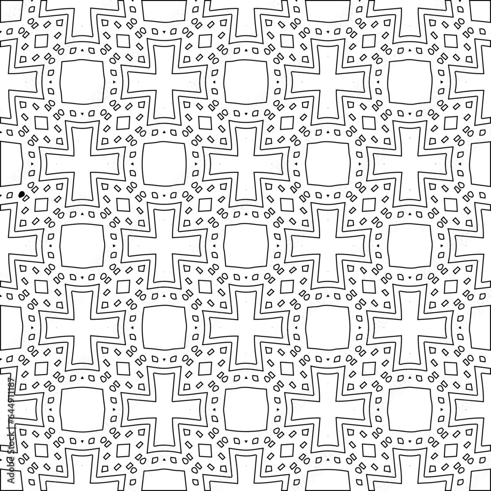 Vector pattern with symmetrical elements . Modern stylish abstract texture. Repeating geometric tiles from striped elements.Black and white pattern.