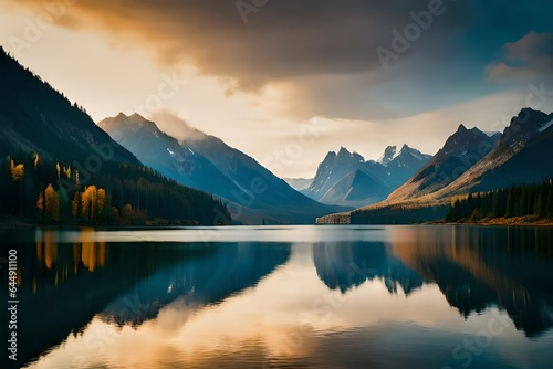 lake between mountains