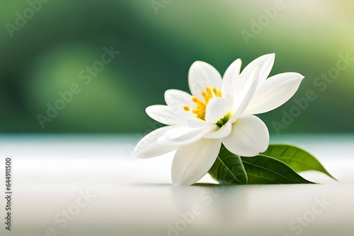 white flower with green background