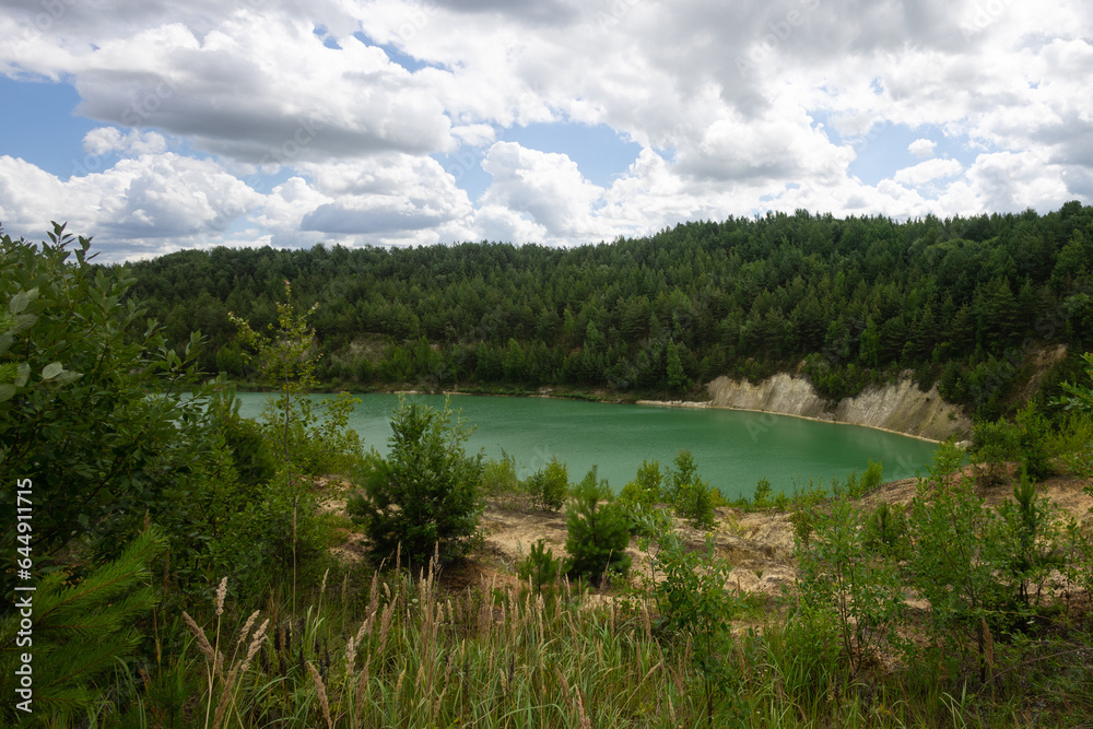 Landscape with water in a chalk quarry