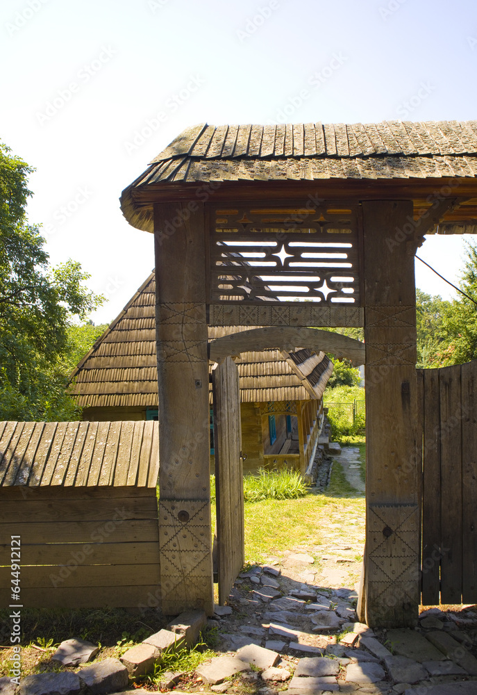 Wooden house in Zakarpattia Skansen Museum of Folk Architecture and Customs in Uzhhorod, Ukraine Wooden house in Zakarpattia Skansen Museum of Folk Architecture and Customs in Uzhhorod, Ukraine
