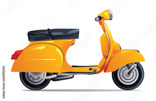 Retro vintage scooter motorcycle vector illustration. Classic scooter isolated on white background