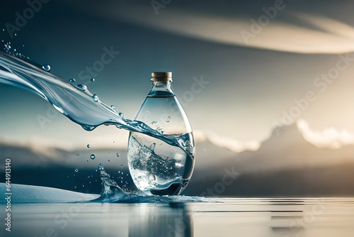 bottle of water with splash
