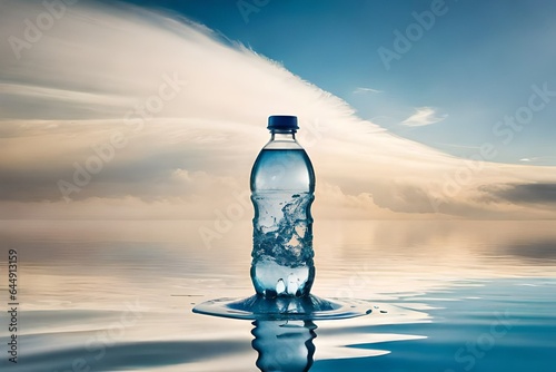 bottle of water on blue sky