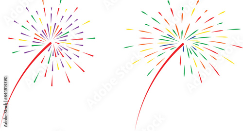 Fireworks on the white background. Happy new year 2024