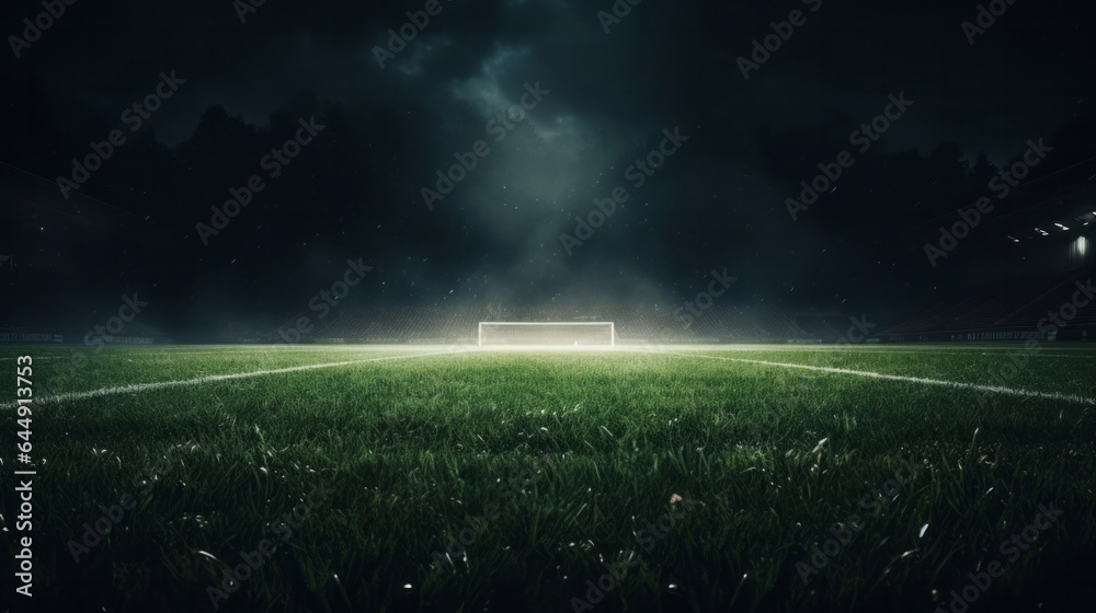 Stadium lights on empty green grass field. Football, soccer sport game copyspace background Stadium lights on empty green grass field. Football, soccer sport game copyspace background