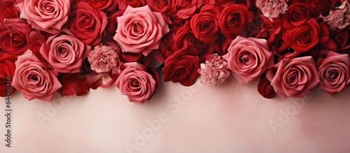 Red flowers for my affection isolated pastel background Copy space