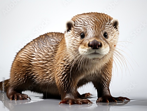 Portrait of an Asian small-clawed otter (Lutra lutra) on white background.   © korkut82