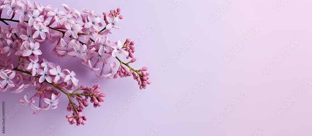 Lilac on isolated pastel background Copy space