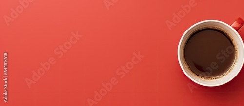 Red cup on a isolated pastel background Copy space