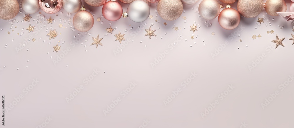 Decorations for Christmas against isolated pastel background Copy space Decorations for Christmas against isolated pastel background Copy space