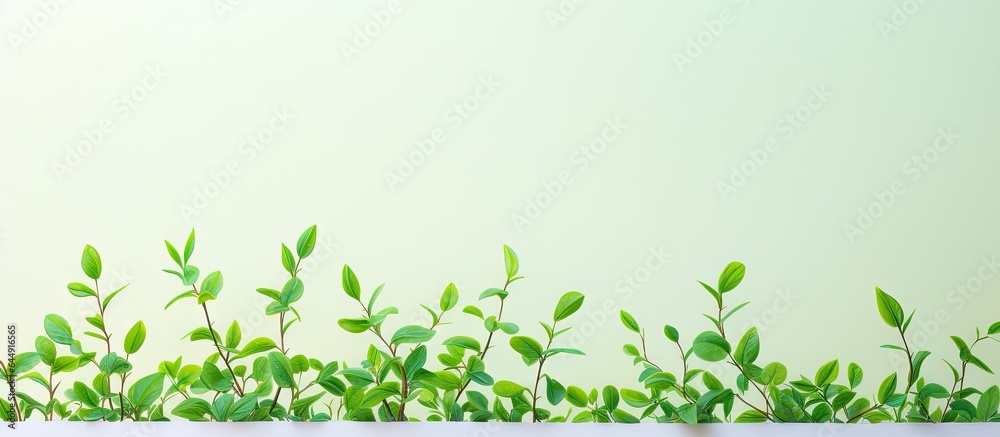 Sprouts in green hues contrasted against isolated pastel background Copy space