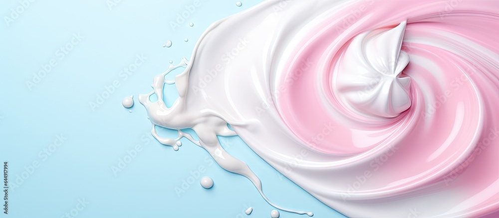 Spiral and twisted milk splash isolated pastel background Copy space