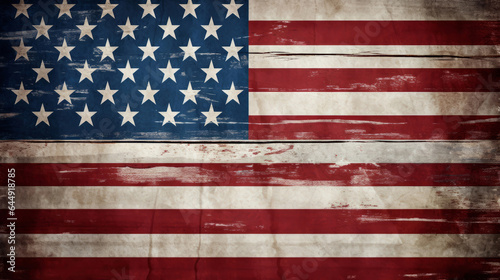 Faded American flag background with brush strokes concept .