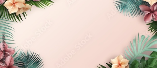 Isolated tropical foliage illustration on a isolated pastel background Copy space for wedding invitations greeting cards postcards with space for text