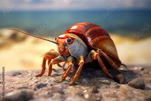 cute hermit crab in 3d style Made with Generative AI
