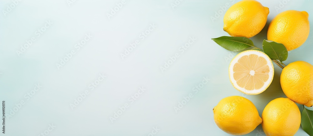 A isolated pastel background Copy space highlighting a fresh lemon A isolated pastel background Copy space highlighting a fresh lemon
