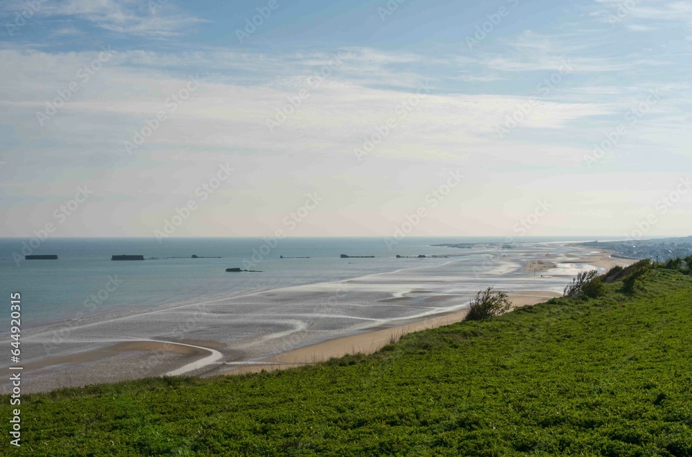 Mulberry Harbour at Arromanches and Omaha Beach, Normandy, France
