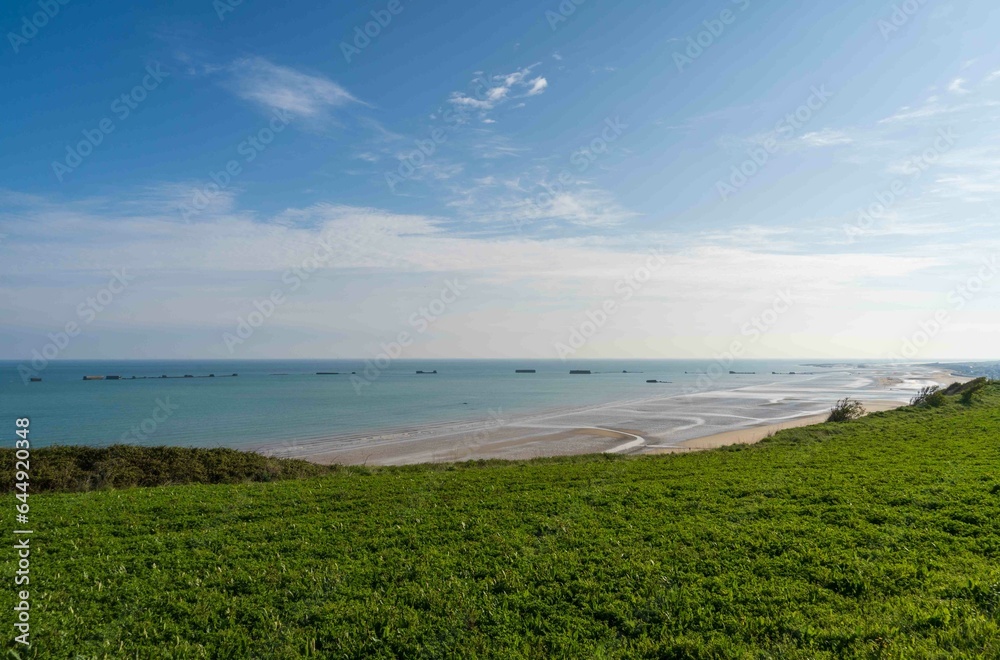 Mulberry Harbour at Arromanches and Omaha Beach, Normandy, France