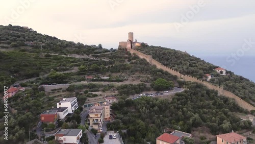 a view from above of the Ursiono castle atop the Noli hills photo