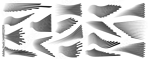 Speed line or fast lines manga motion on transparent background.  Speed lines icons. Set of fast motion symbols.