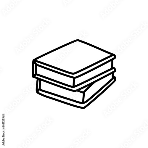 A stack of doodle style books isolated on white background