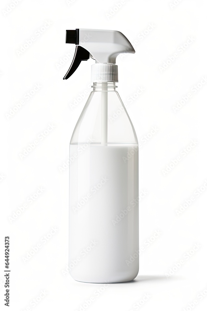Isolated White Plastic Spray Bottle for Detergents and Cleaners Packaging Isolated White Plastic Spray Bottle for Detergents and Cleaners Packaging