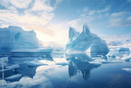 Ice and icebergs melting because of the global warm