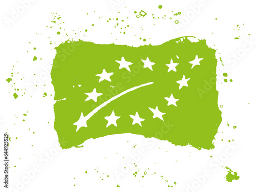 Organic product symbol. EU organic stiker. Grunge rubber stamp Organic product  in green for your web site design, app, UI. EPS10.