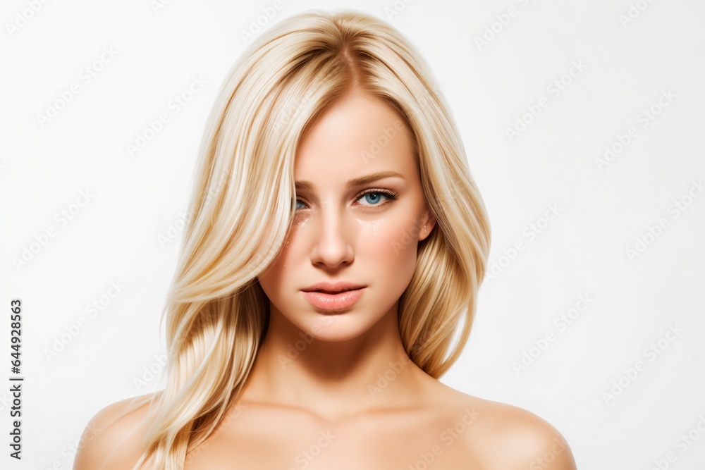 beautiful blonde woman crying