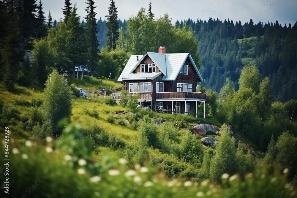 Beautiful summer cottage on hill top