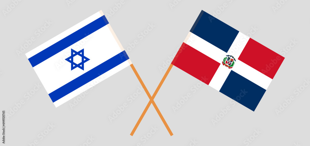 Crossed flags of Israel and Dominican Republic. Official colors. Correct proportion