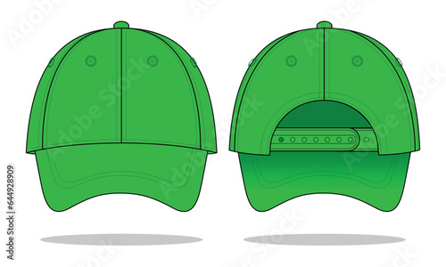 Gray baseball cap template with adjustable snap back closure template on white background, vector file.